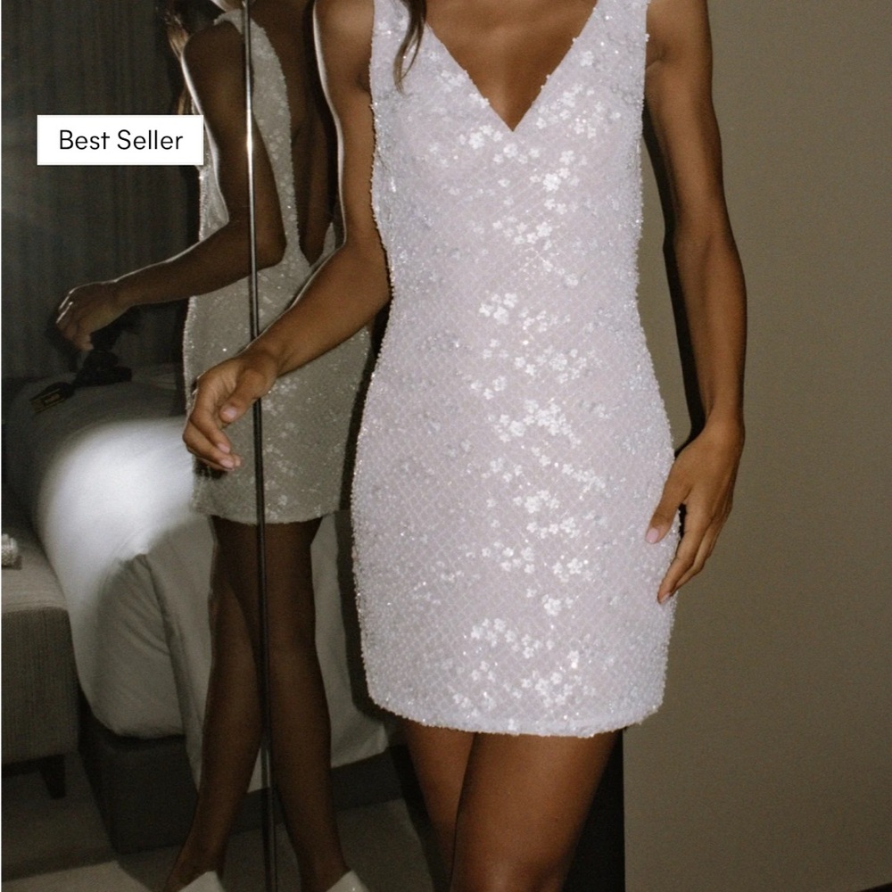 Meshki Louanne Daisy Beaded Mini Dress